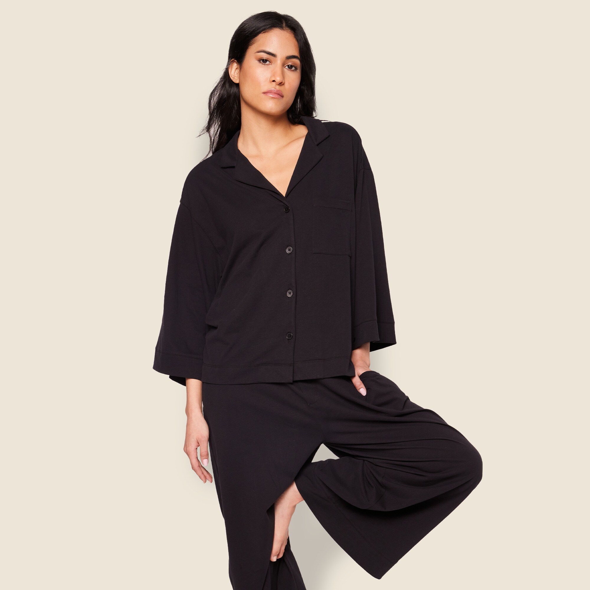 Petite Plume™ women's Pima cotton Olivia wide-leg pajama set
