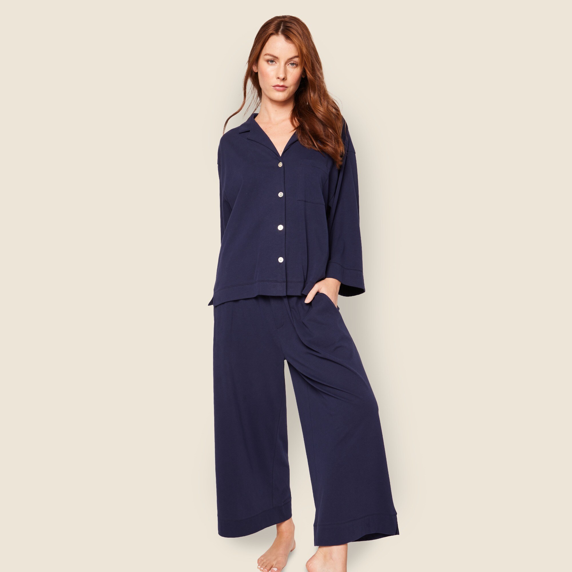 Petite Plume™ women's Pima cotton Olivia wide-leg pajama set