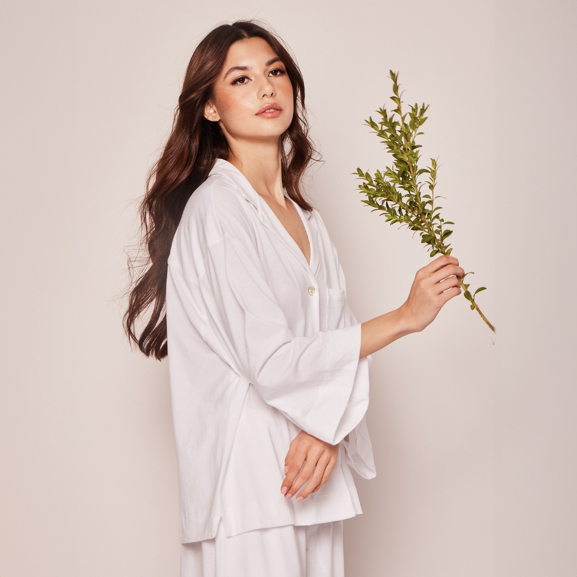 Petite Plume™ women's Pima cotton Olivia wide-leg pajama set