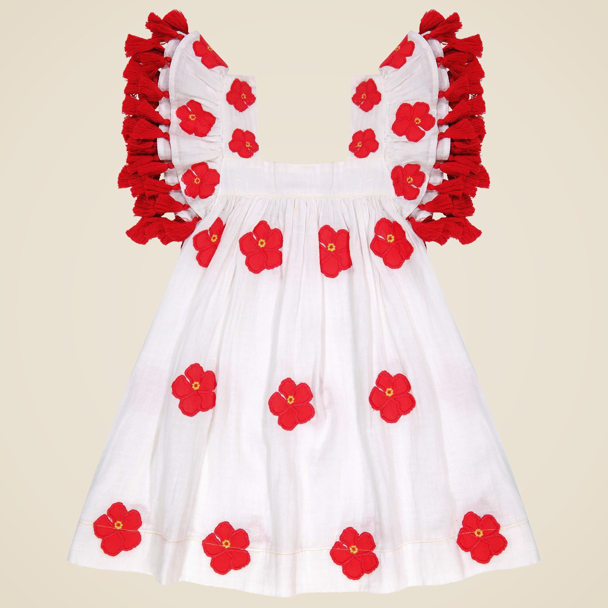 Girls' Mer St. Barth™ Serena tassel dress with hibiscus appliqué