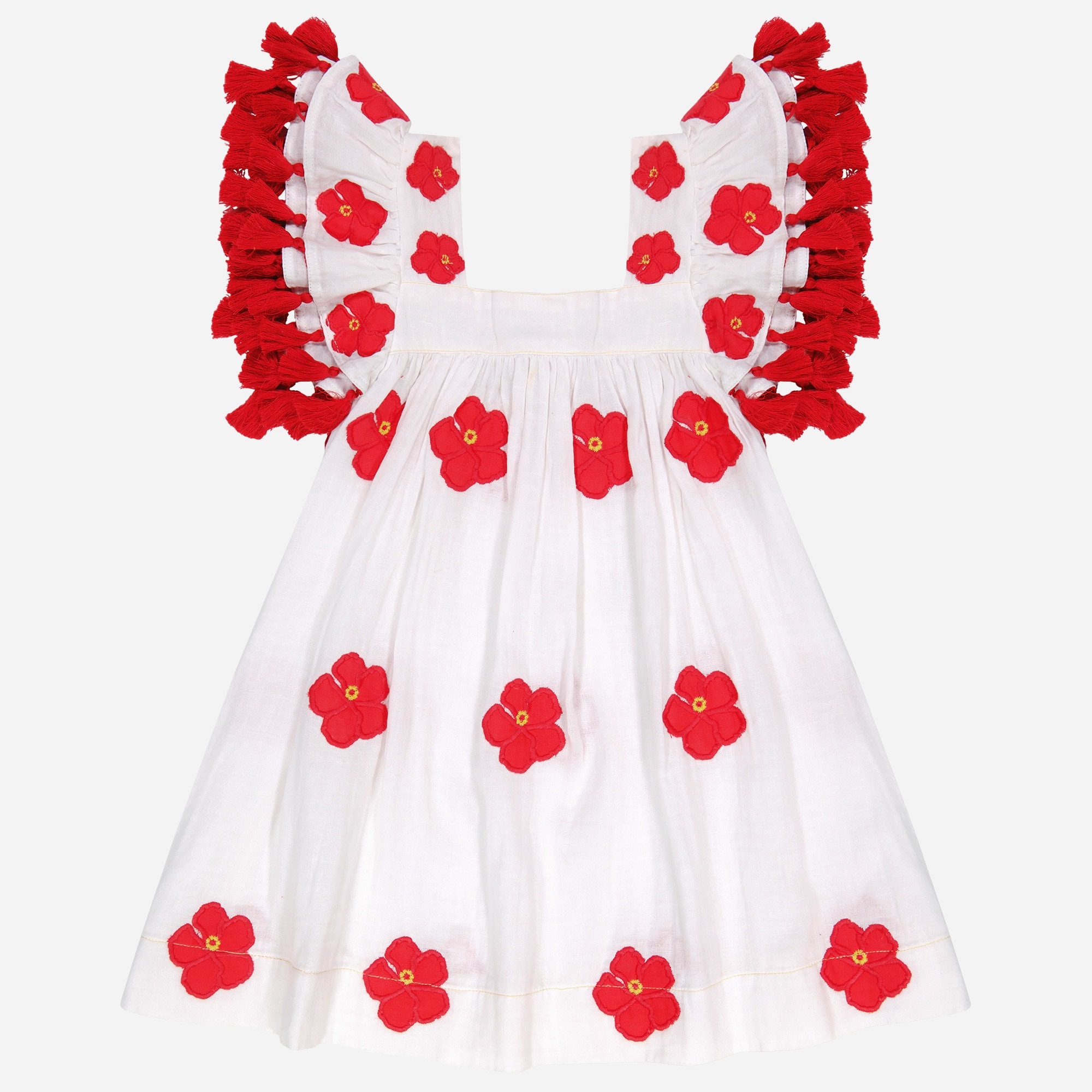 girls Girls' Mer St. Barth&trade; Serena tassel dress with hibiscus appliqu&eacute;