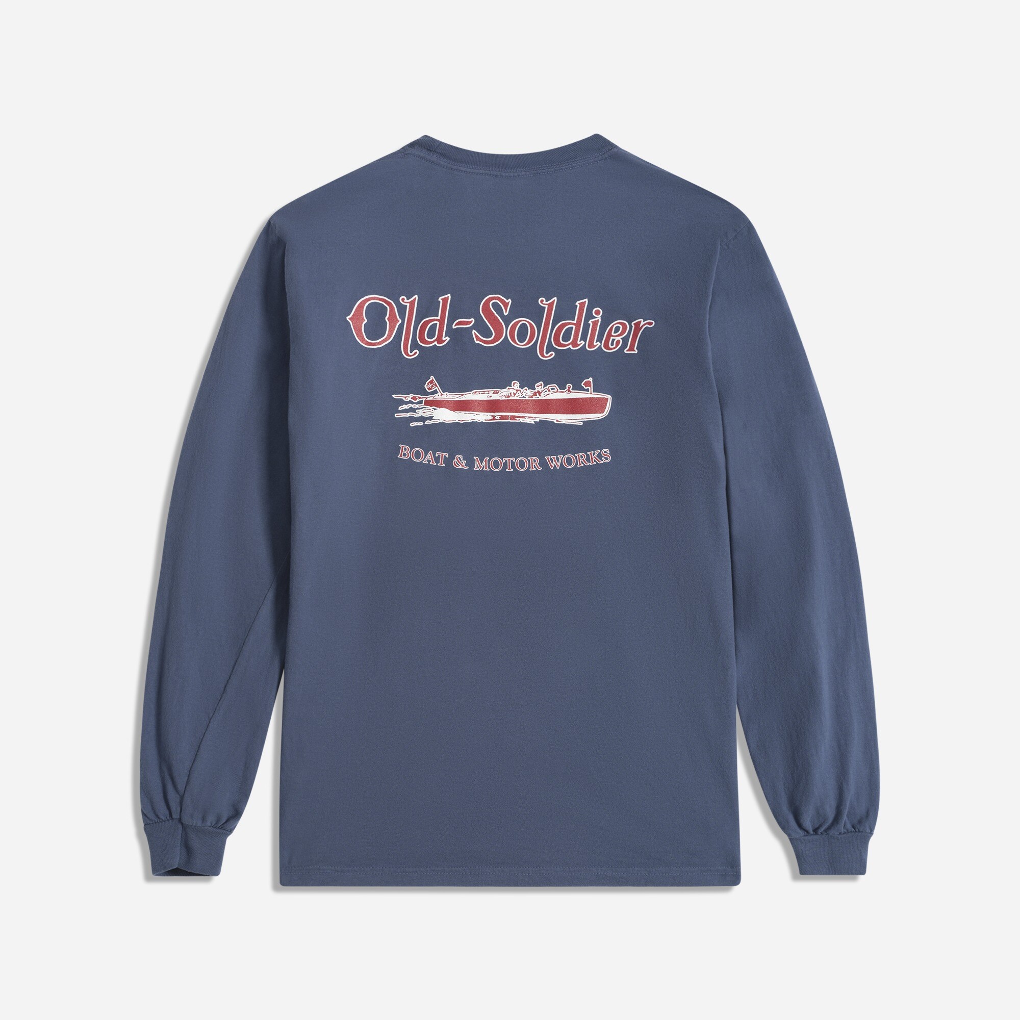 mens Old Soldier Boat and Motor long-sleeve pocket T-shirt
