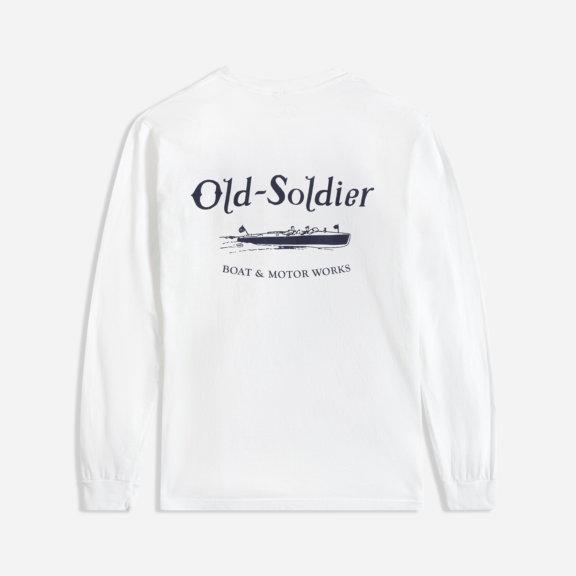 mens Old Soldier Boat and Motor long-sleeve pocket T-shirt