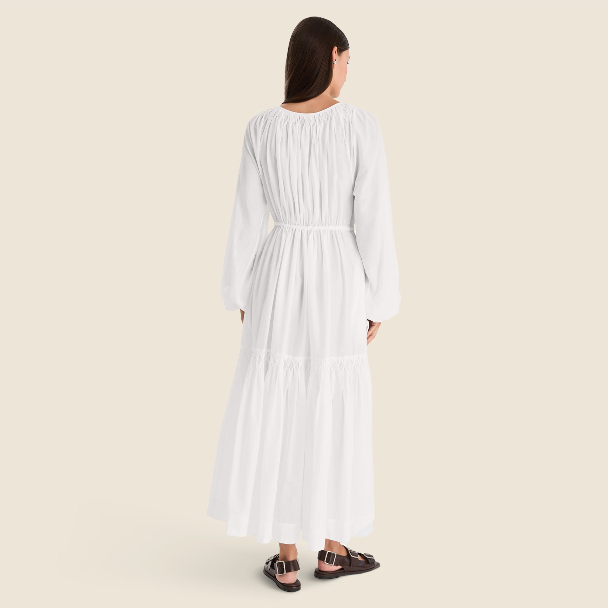 j crew white maxi dress Strappy Linen In Breezy Blooms For Women This sweet style comes with textured panels up top and a sheer skirt on the bottom Midi Dress J Crew Dressy
